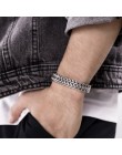 Vnox Vintage fajny podwójny łańcuszek bransoletki dla mężczyzn ze stali nierdzewnej Punk Cubic Chain męski Pulseira