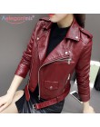 Aelegantmis jesień nowa krótka Faux miękka skórzana kurtka kobiety moda Zipper motocykl kurtka ze skóry sztucznej panie podstawo