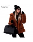 Nadafair Casual pluszowy płaszcz zimowy polar Plus rozmiar ciepły gruby kurtka ze sztucznego futra płaszcz kobiety kieszenie plu