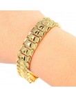 Trendy Plated 24K złota Multi shape Punk bransoletka Curb kubański łańcuch złoty kolor bransoletki dla kobiet mężczyzn biżuteria