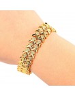 Trendy Plated 24K złota Multi shape Punk bransoletka Curb kubański łańcuch złoty kolor bransoletki dla kobiet mężczyzn biżuteria