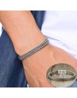 Vnox Vintage fajny podwójny łańcuszek bransoletki dla mężczyzn ze stali nierdzewnej Punk Cubic Chain męski Pulseira