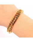 Trendy Plated 24K złota Multi shape Punk bransoletka Curb kubański łańcuch złoty kolor bransoletki dla kobiet mężczyzn biżuteria