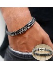 Vnox Vintage fajny podwójny łańcuszek bransoletki dla mężczyzn ze stali nierdzewnej Punk Cubic Chain męski Pulseira
