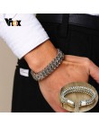 Vnox Vintage fajny podwójny łańcuszek bransoletki dla mężczyzn ze stali nierdzewnej Punk Cubic Chain męski Pulseira