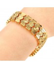 Trendy Plated 24K złota Multi shape Punk bransoletka Curb kubański łańcuch złoty kolor bransoletki dla kobiet mężczyzn biżuteria