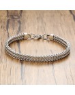 Vnox Vintage fajny podwójny łańcuszek bransoletki dla mężczyzn ze stali nierdzewnej Punk Cubic Chain męski Pulseira