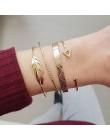 LETAPI 4 sztuk/zestaw Vintage geometryczna strzałka metalowy łańcuch złoty kolor bransoletki dla kobiety czeski plaża bransoletk