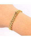 Trendy Plated 24K złota Multi shape Punk bransoletka Curb kubański łańcuch złoty kolor bransoletki dla kobiet mężczyzn biżuteria
