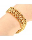 Trendy Plated 24K złota Multi shape Punk bransoletka Curb kubański łańcuch złoty kolor bransoletki dla kobiet mężczyzn biżuteria