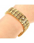 Trendy Plated 24K złota Multi shape Punk bransoletka Curb kubański łańcuch złoty kolor bransoletki dla kobiet mężczyzn biżuteria