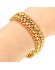 Trendy Plated 24K złota Multi shape Punk bransoletka Curb kubański łańcuch złoty kolor bransoletki dla kobiet mężczyzn biżuteria