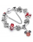 Srebrny Mickey Minnie Charm bransoletki z ładnym Marano koraliki Fit oryginalny grzywny bransoletka dla dzieci specjalny prezent