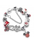 Srebrny Mickey Minnie Charm bransoletki z ładnym Marano koraliki Fit oryginalny grzywny bransoletka dla dzieci specjalny prezent