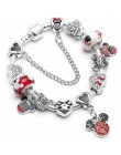 Srebrny Mickey Minnie Charm bransoletki z ładnym Marano koraliki Fit oryginalny grzywny bransoletka dla dzieci specjalny prezent