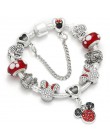 Srebrny Mickey Minnie Charm bransoletki z ładnym Marano koraliki Fit oryginalny grzywny bransoletka dla dzieci specjalny prezent