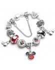 Srebrny Mickey Minnie Charm bransoletki z ładnym Marano koraliki Fit oryginalny grzywny bransoletka dla dzieci specjalny prezent