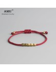 AMIU Handmade tybetański miedziany koralik Lucky Rope bransoletka i bransoletki dla kobiet mężczyzn nici woskowe bransoletki