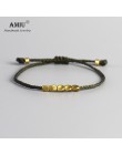 AMIU Handmade tybetański miedziany koralik Lucky Rope bransoletka i bransoletki dla kobiet mężczyzn nici woskowe bransoletki