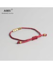 AMIU Handmade tybetański miedziany koralik Lucky Rope bransoletka i bransoletki dla kobiet mężczyzn nici woskowe bransoletki