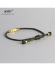 AMIU Handmade tybetański miedziany koralik Lucky Rope bransoletka i bransoletki dla kobiet mężczyzn nici woskowe bransoletki