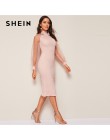 SHEIN Party czarna lub niebieska ołówkowa sukienka bodycon z żakardowym kontrastowym siatkowym rękawem latarnia wiosna kobiet z 