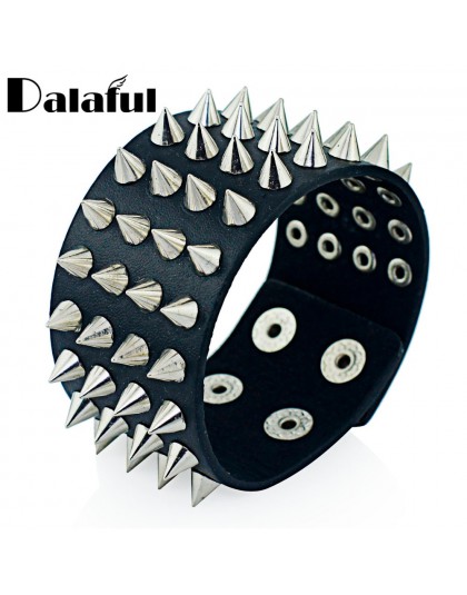 Unikalne cztery wiersz Cuspidal kolce nit Stud szeroki mankiet skórzany Punk w stylu gothic rock Unisex bransoletka biżuteria br