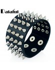 Unikalne cztery wiersz Cuspidal kolce nit Stud szeroki mankiet skórzany Punk w stylu gothic rock Unisex bransoletka biżuteria br