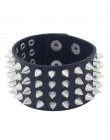 Unikalne cztery wiersz Cuspidal kolce nit Stud szeroki mankiet skórzany Punk w stylu gothic rock Unisex bransoletka biżuteria br