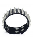 Unikalne cztery wiersz Cuspidal kolce nit Stud szeroki mankiet skórzany Punk w stylu gothic rock Unisex bransoletka biżuteria br