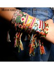 Moon girl brazylia Boho plecione bransoletki dla kobiet przyjaźń czeski Handweave Cotton Rope tanie etniczne urok Pulseras Drops