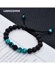 LUBINGSHINE etniczna regulowana bransoletka z kamieniami lawowymi kobiety naturalny czarny wulkaniczny budda koralik joga branso