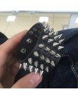 Unikalne cztery wiersz Cuspidal kolce nit Stud szeroki mankiet skórzany Punk w stylu gothic rock Unisex bransoletka biżuteria br