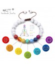 OAIITE Trendy 7 Chakra okrągły zroszony kamień naturalny bransoletka dla kobiet mężczyzn Healing Balance Therapy joga biżuteria 