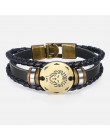 12 znak zodiaku horoskop męska skórzana bransoletka w stylu Vintage Retro urok nadgarstek mężczyzna biżuteria prezenty dla mężcz