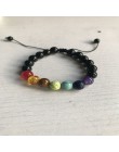 OAIITE Trendy 7 Chakra okrągły zroszony kamień naturalny bransoletka dla kobiet mężczyzn Healing Balance Therapy joga biżuteria 