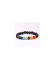 OAIITE Trendy 7 Chakra okrągły zroszony kamień naturalny bransoletka dla kobiet mężczyzn Healing Balance Therapy joga biżuteria 