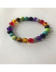 OAIITE Trendy 7 Chakra okrągły zroszony kamień naturalny bransoletka dla kobiet mężczyzn Healing Balance Therapy joga biżuteria 