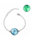 DIEZI świecące w ciemności Charms bransoletka szkło Cabochon szary księżyc Luminous biżuteria srebrny Chain Link bransoletki dla