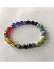 OAIITE Trendy 7 Chakra okrągły zroszony kamień naturalny bransoletka dla kobiet mężczyzn Healing Balance Therapy joga biżuteria 