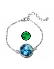 DIEZI świecące w ciemności Charms bransoletka szkło Cabochon szary księżyc Luminous biżuteria srebrny Chain Link bransoletki dla