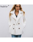 Nadafair Casual pluszowy płaszcz zimowy polar Plus rozmiar ciepły gruby kurtka ze sztucznego futra płaszcz kobiety kieszenie plu