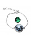 DIEZI świecące w ciemności Charms bransoletka szkło Cabochon szary księżyc Luminous biżuteria srebrny Chain Link bransoletki dla