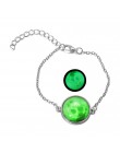 DIEZI świecące w ciemności Charms bransoletka szkło Cabochon szary księżyc Luminous biżuteria srebrny Chain Link bransoletki dla