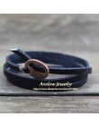 Anslow nowy projekt moda biżuteria hurtowych Vintage wielowarstwowe Wrap skórzana bransoletka dla kobiet mężczyzn 65cm prezent L
