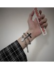 HZ 2019 fajny zamek krzyż Punk Rock Chain regulowana bransoletka długi łańcuch stop srebra stal metalowa linia dla kobiet biżute