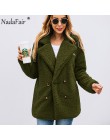 Nadafair Casual pluszowy płaszcz zimowy polar Plus rozmiar ciepły gruby kurtka ze sztucznego futra płaszcz kobiety kieszenie plu