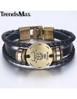 12 znak zodiaku horoskop męska skórzana bransoletka w stylu Vintage Retro urok nadgarstek mężczyzna biżuteria prezenty dla mężcz