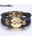 12 znak zodiaku horoskop męska skórzana bransoletka w stylu Vintage Retro urok nadgarstek mężczyzna biżuteria prezenty dla mężcz