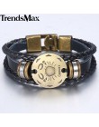 12 znak zodiaku horoskop męska skórzana bransoletka w stylu Vintage Retro urok nadgarstek mężczyzna biżuteria prezenty dla mężcz